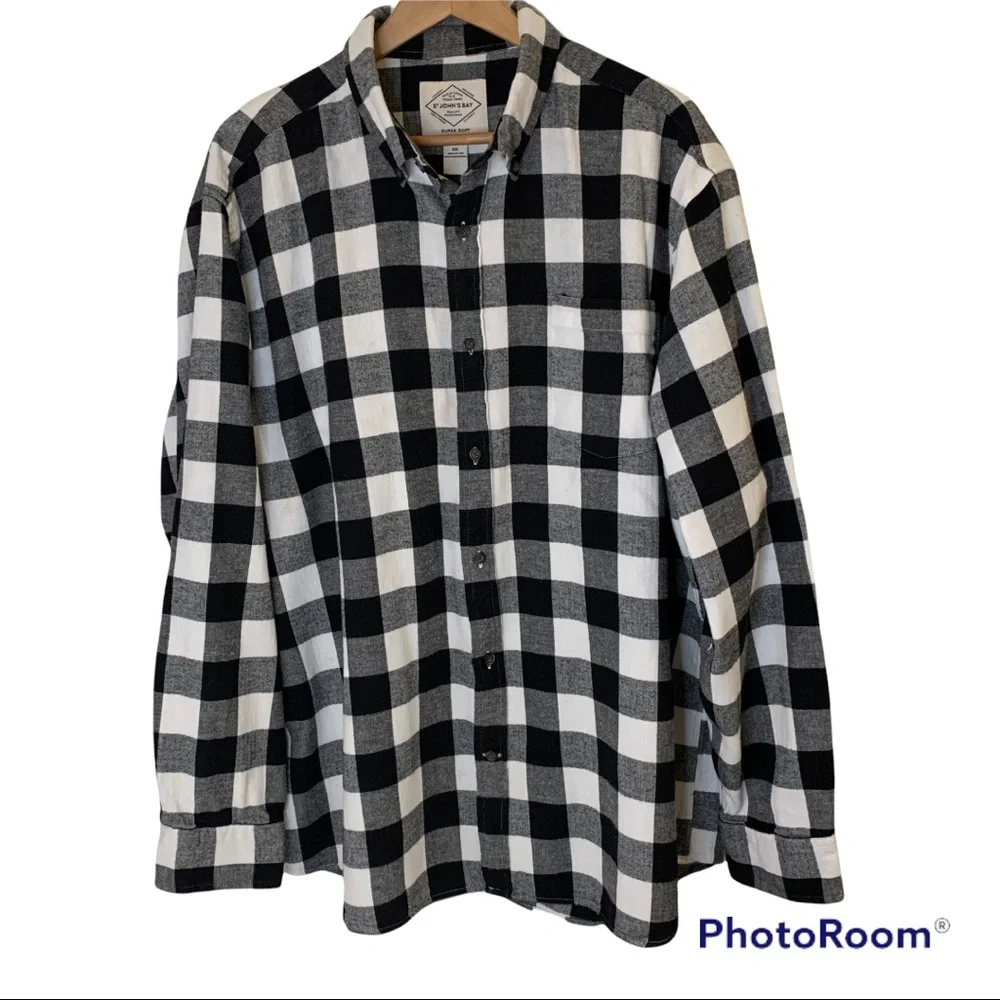 Utah  State  Men’s  XXL  Black  White  Flannel  Shirt  Plaid  Classic  Casual
